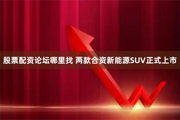 股票配资论坛哪里找 两款合资新能源SUV正式上市